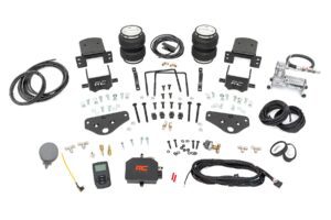 Vehicle suspension air ride kit components.