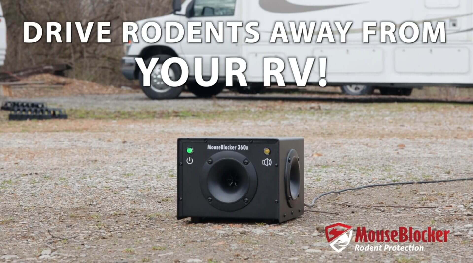 Rodent repellent device near an RV.
