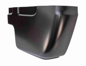 A close up of the side of a black car.